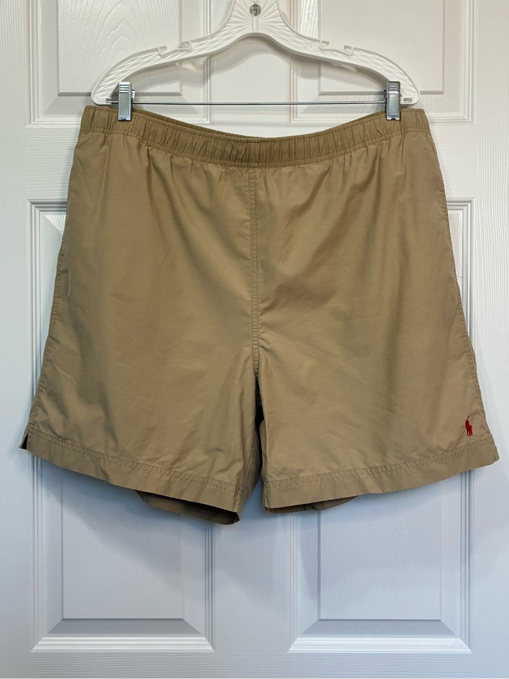 Vintage Polo Sport Ralph Lauren Swim Shorts Mens XL Beige Mesh Lined Pony Logo